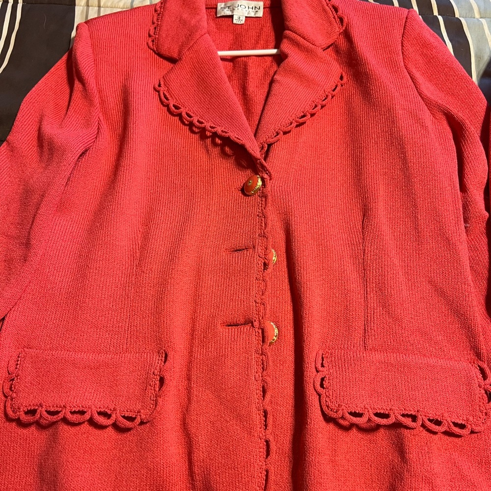 Beautiful Coral St John Skirt Suit
